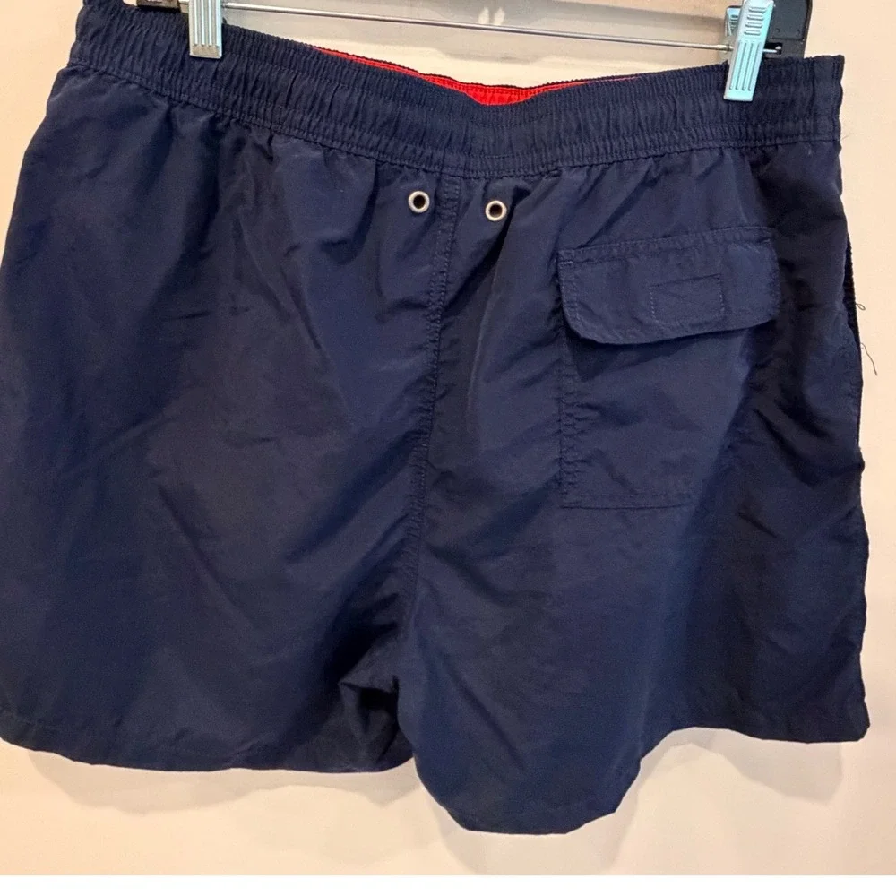 Polo Ralph Lauren Mens Navy Blue‎ Swim Trunks Red Pony Logo Mesh Lined Large
